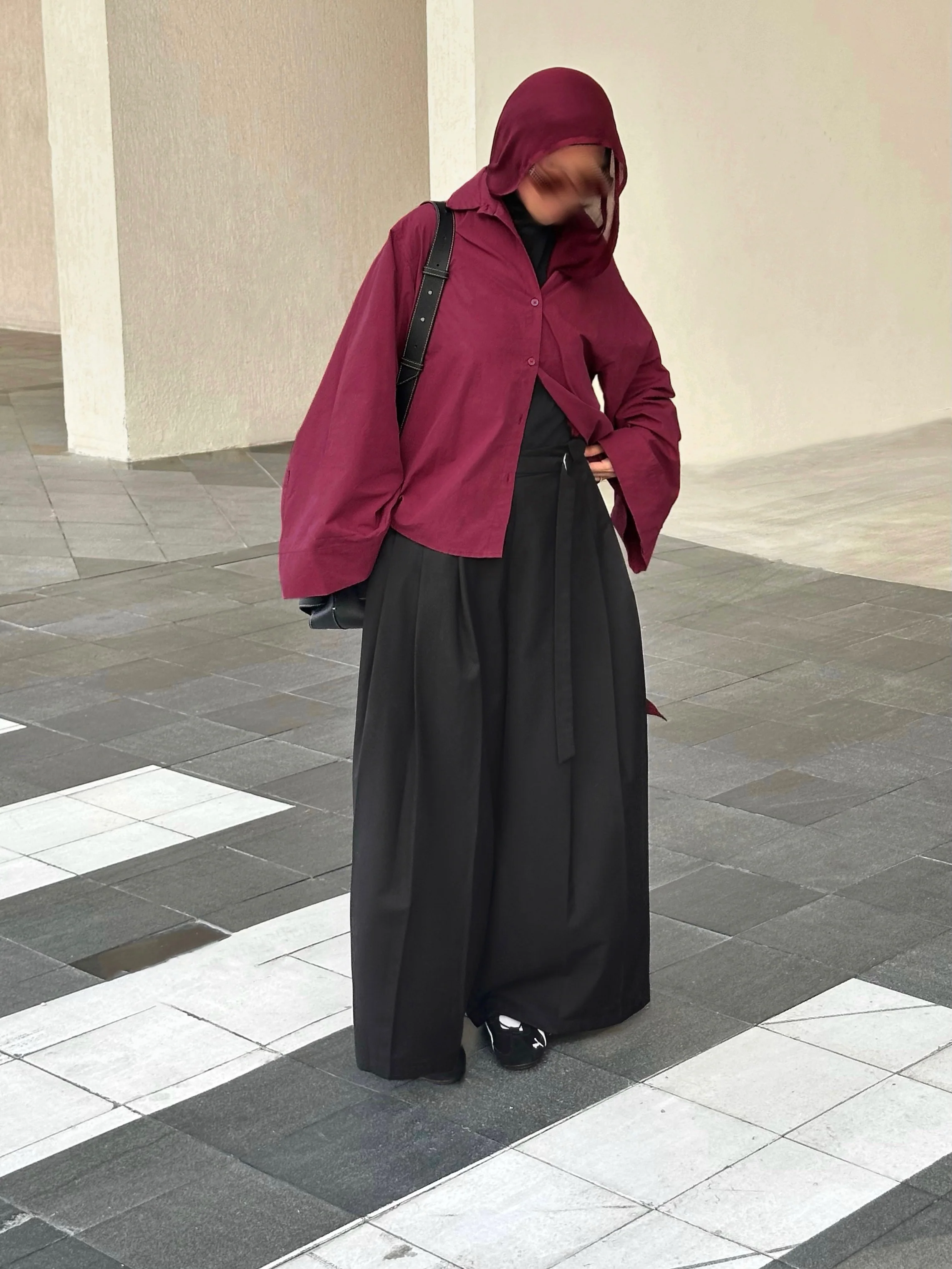 Chemise à manches évasées — Bordeaux - Image 3