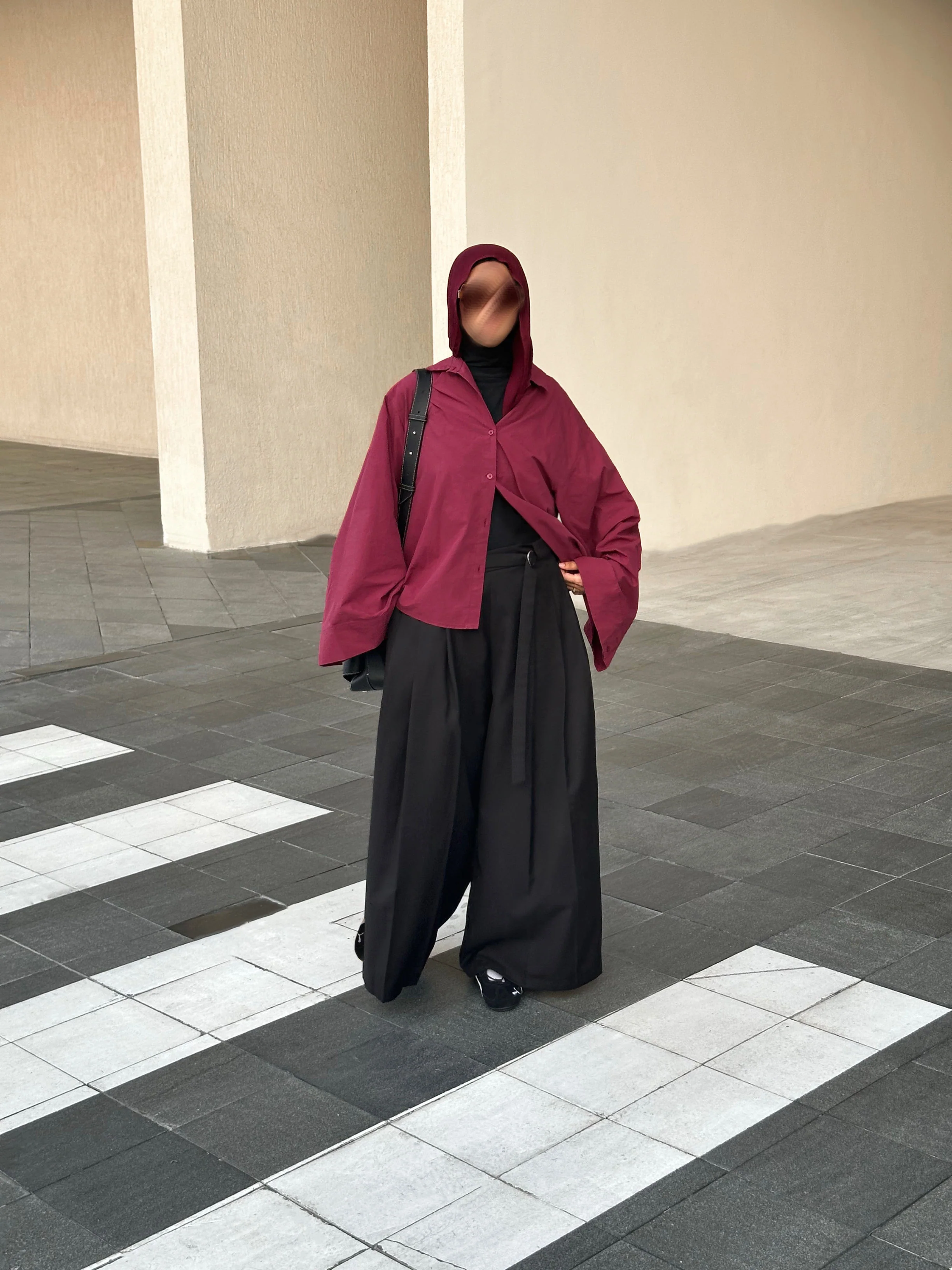 Chemise à manches évasées — Bordeaux - Image 5