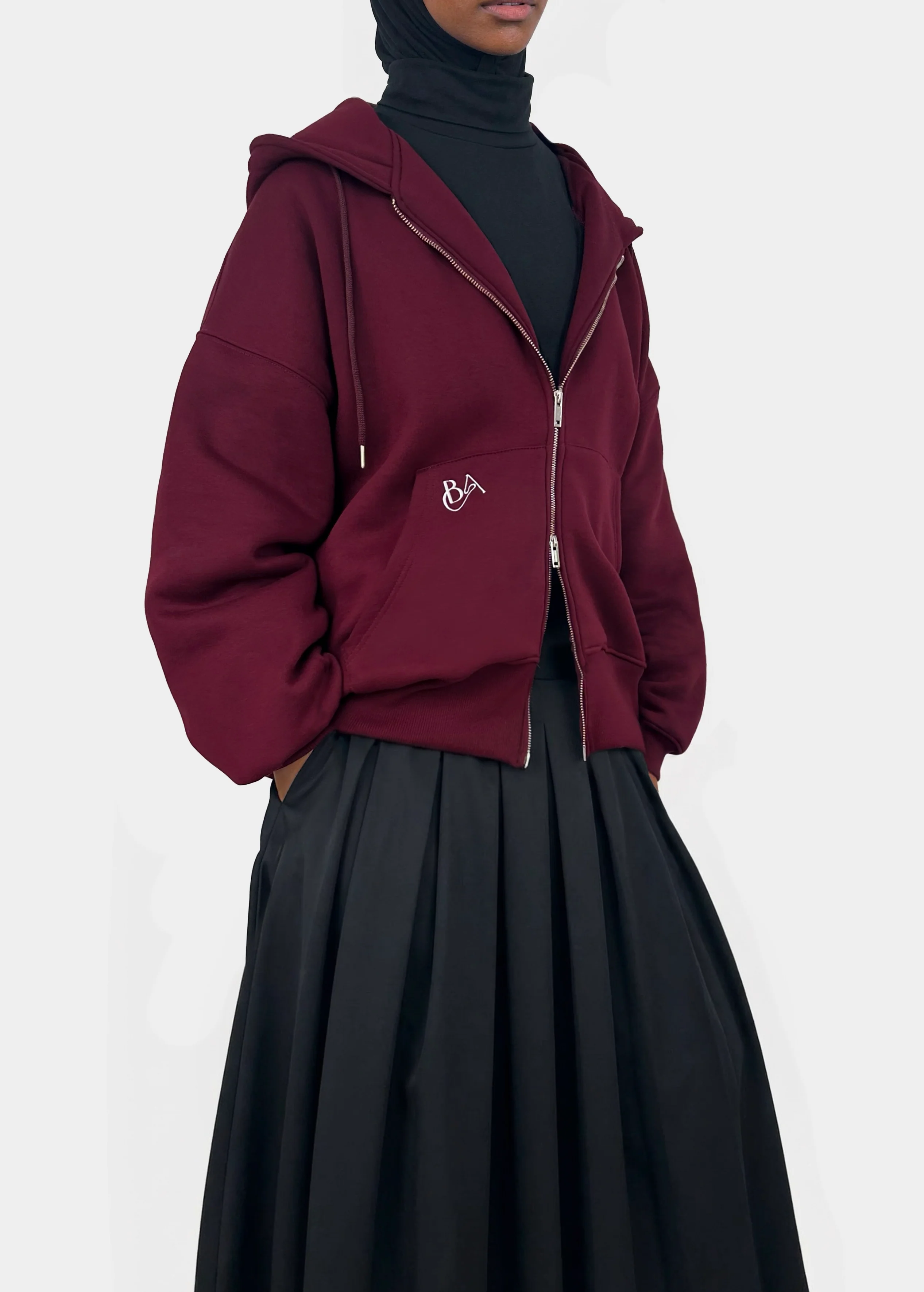 Veste à double zip — Bordeaux - Image 3