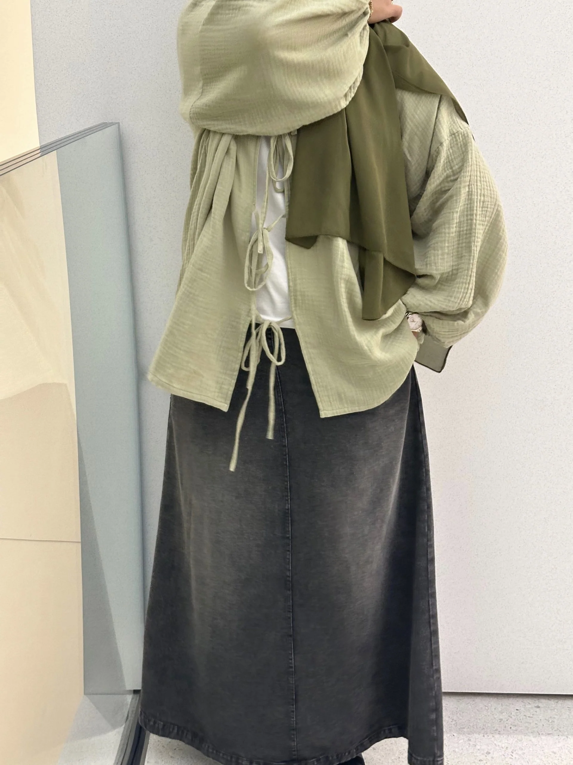 Jupe en jean — Gris délavé - Image 4