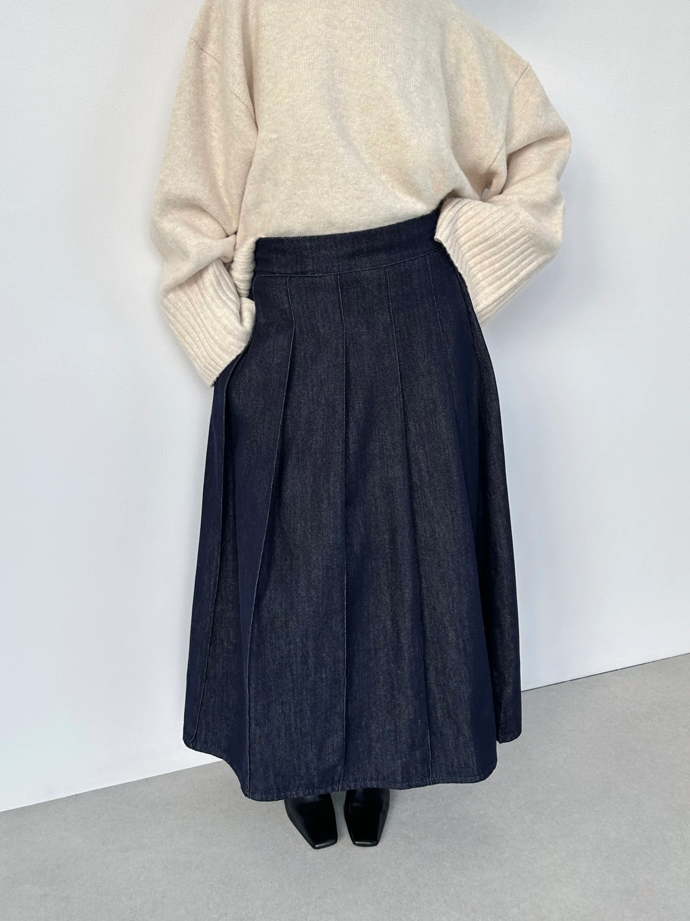 Jupe en jean plissée — Bleu - Image 4