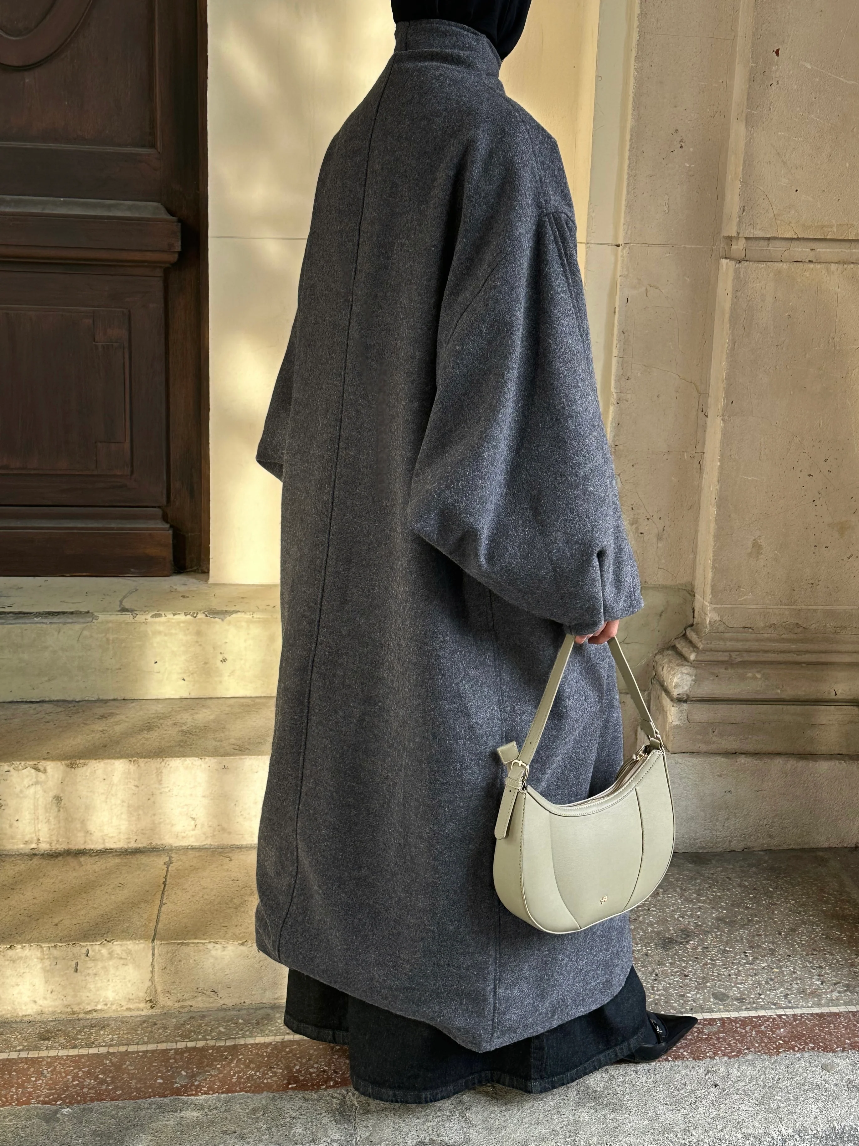 Manteau long — Gris foncé - Image 3