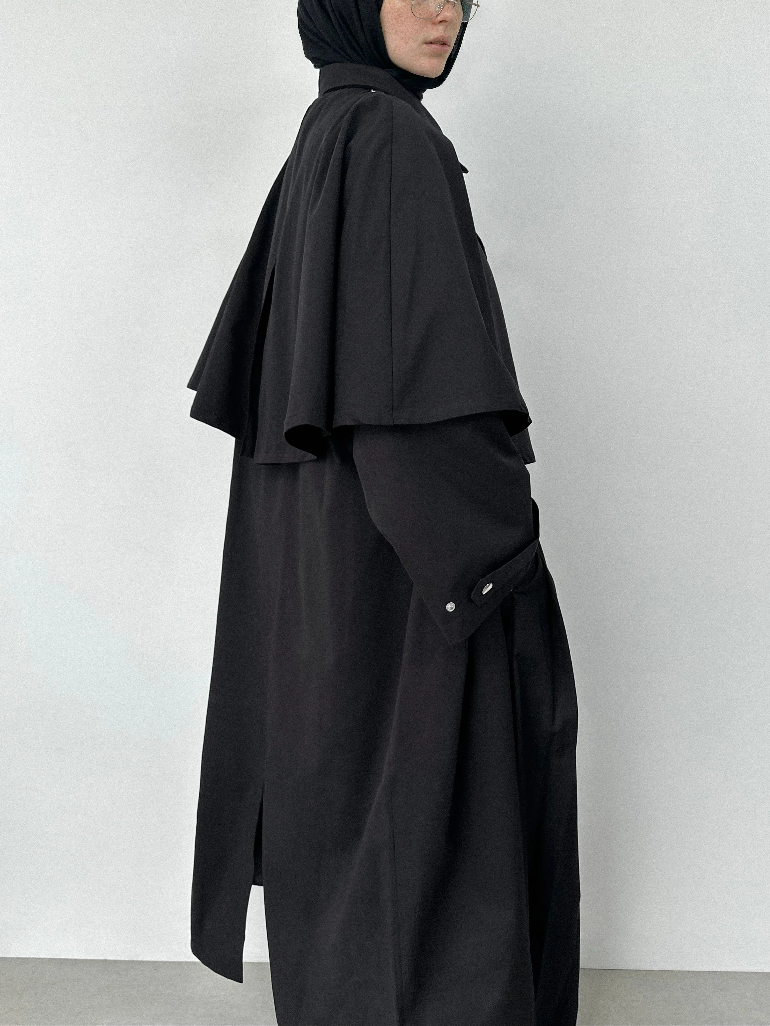Trench coat avec cape — Noir - Image 3