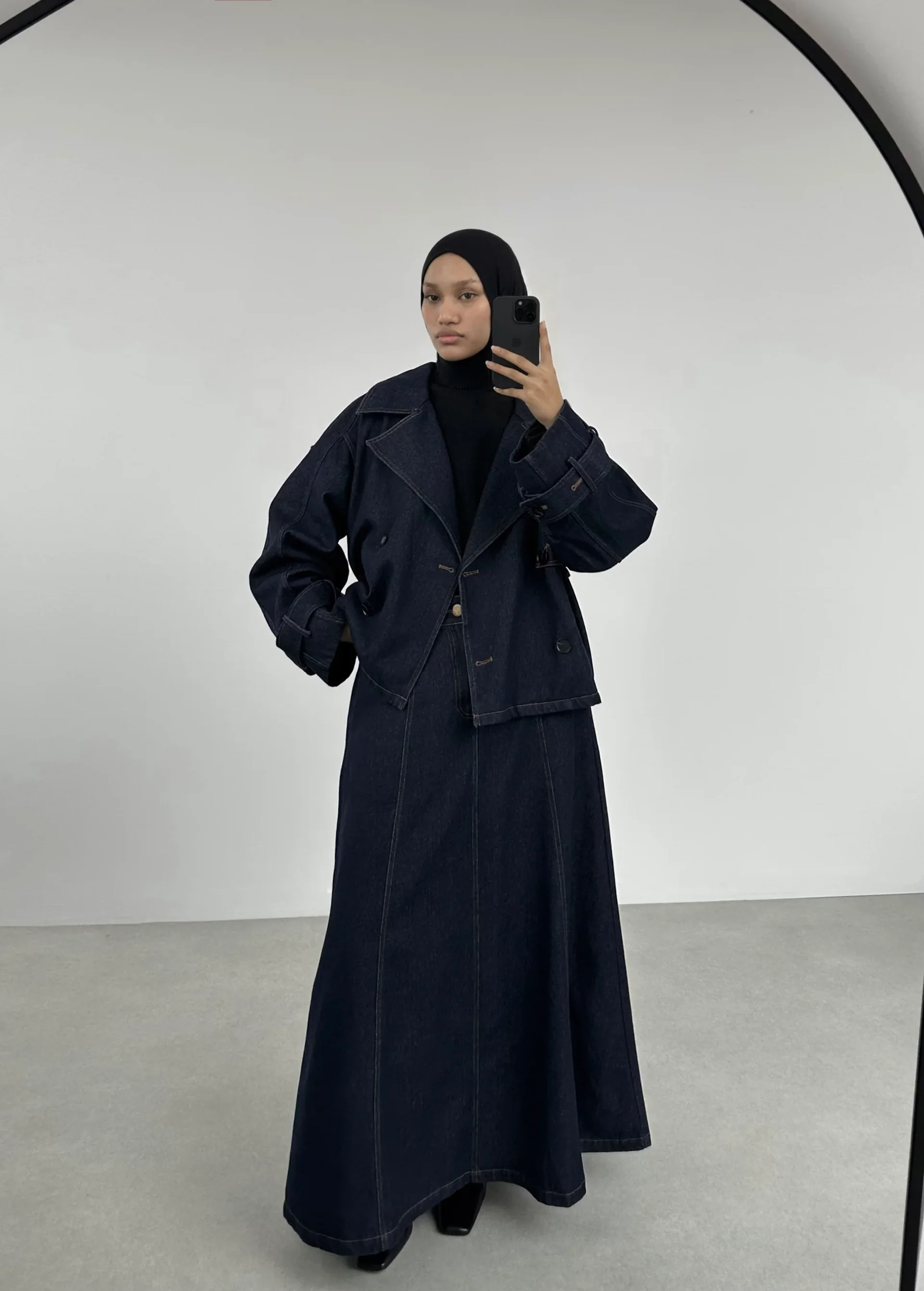 Trench court en denim — Bleu - Image 4