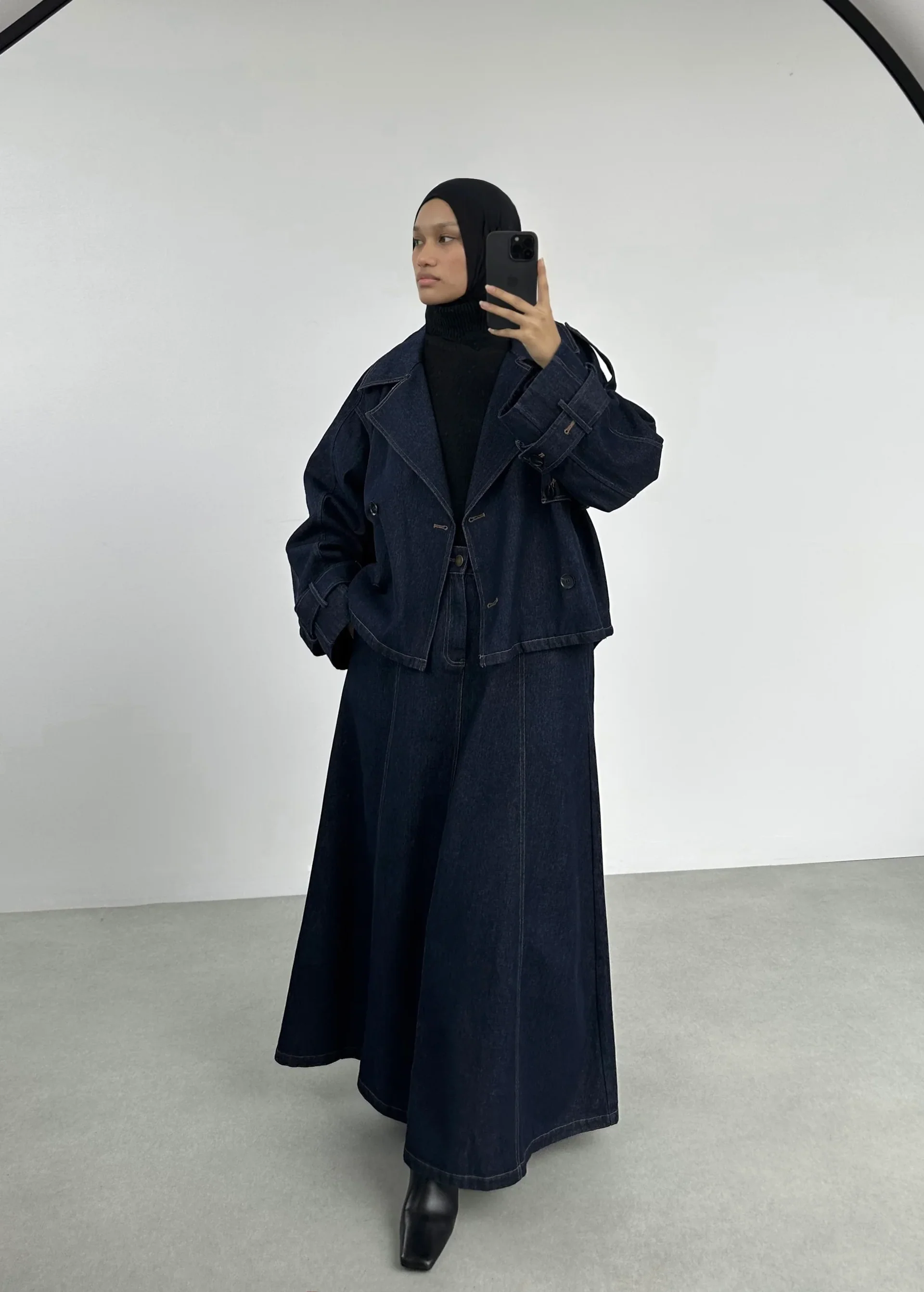 Trench court en denim — Bleu - Image 5